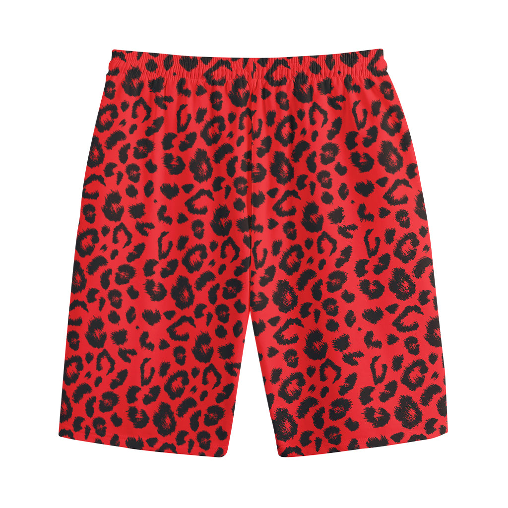 Red Leopard Print Cotton Shorts