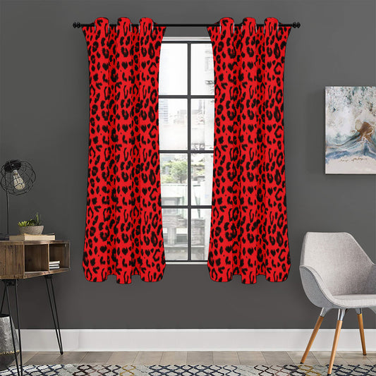 Red Leopard Print Curtain