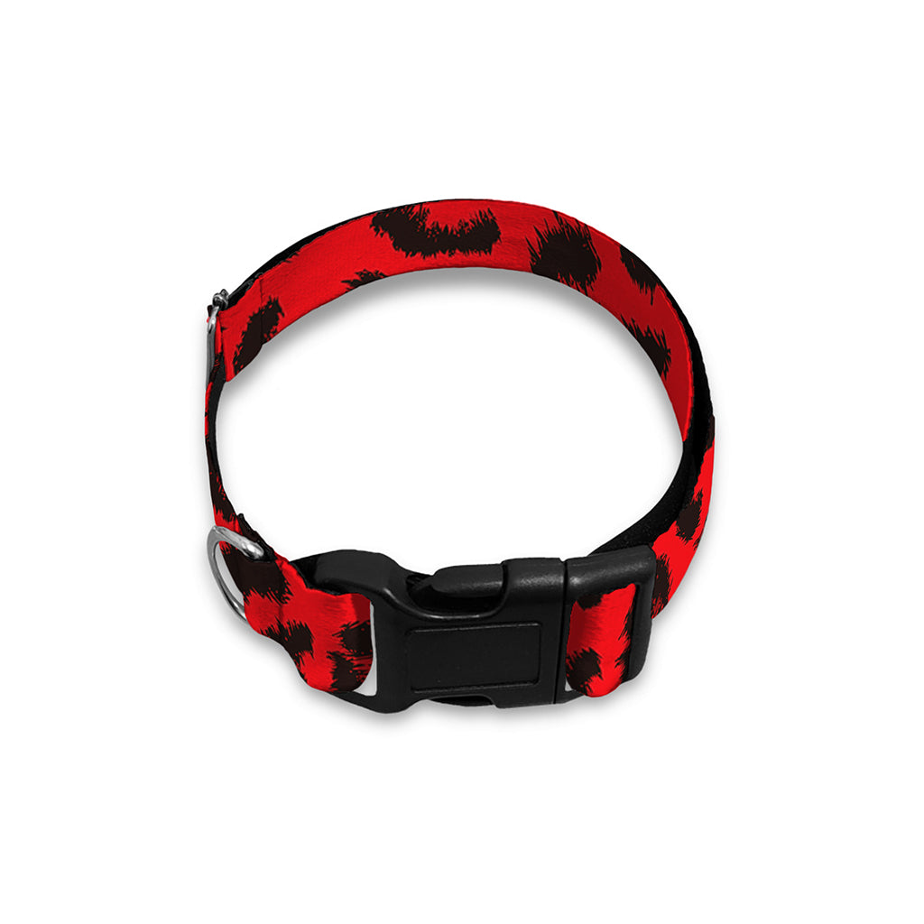 Red Leopard Print Dog Collar