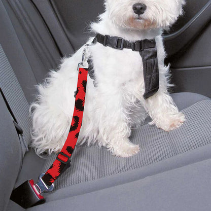 Red Leopard Print Dog Seat Belt