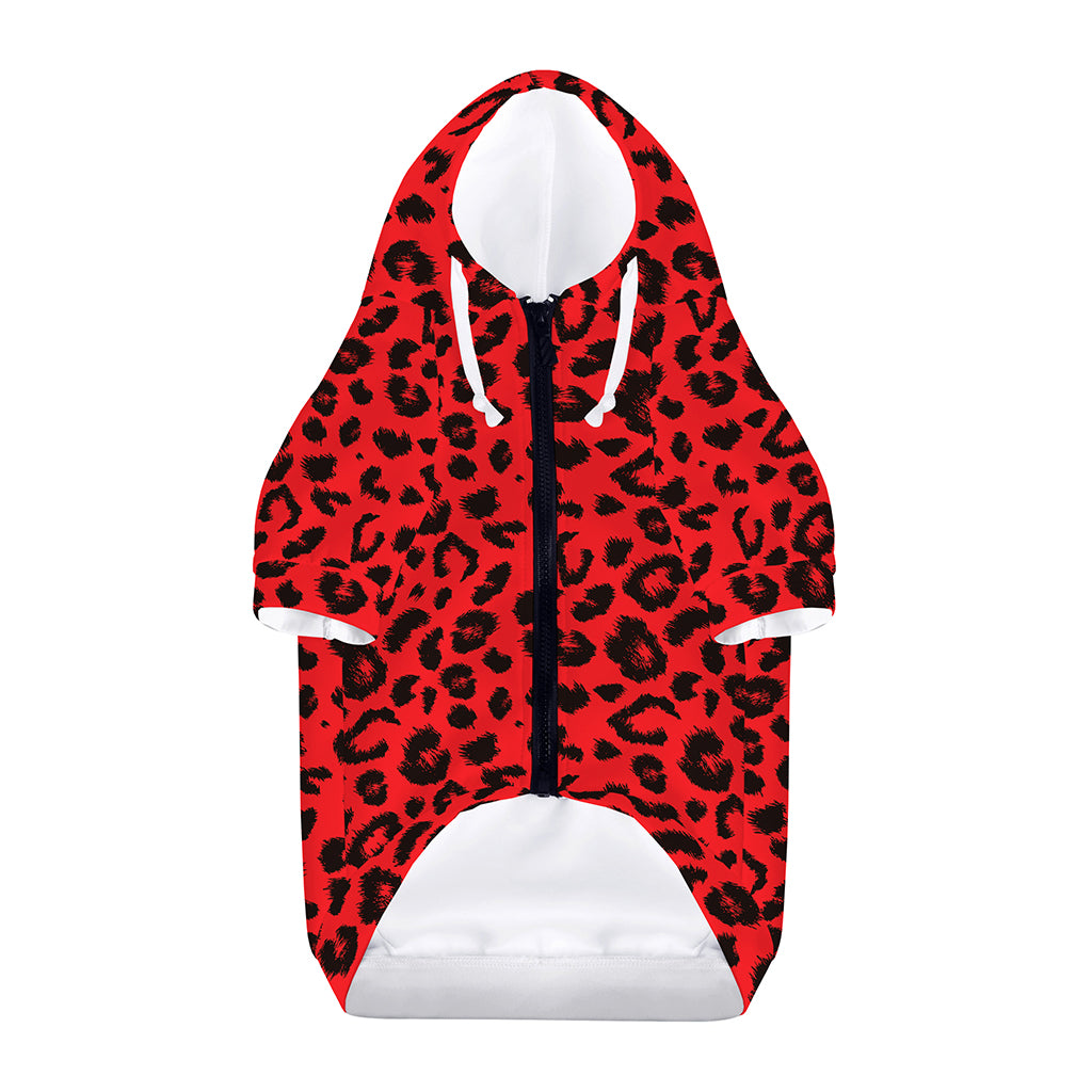 Red Leopard Print Dog Zip Up Hoodie