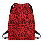 Red Leopard Print Drawstring Backpack