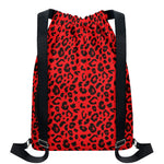 Red Leopard Print Drawstring Backpack