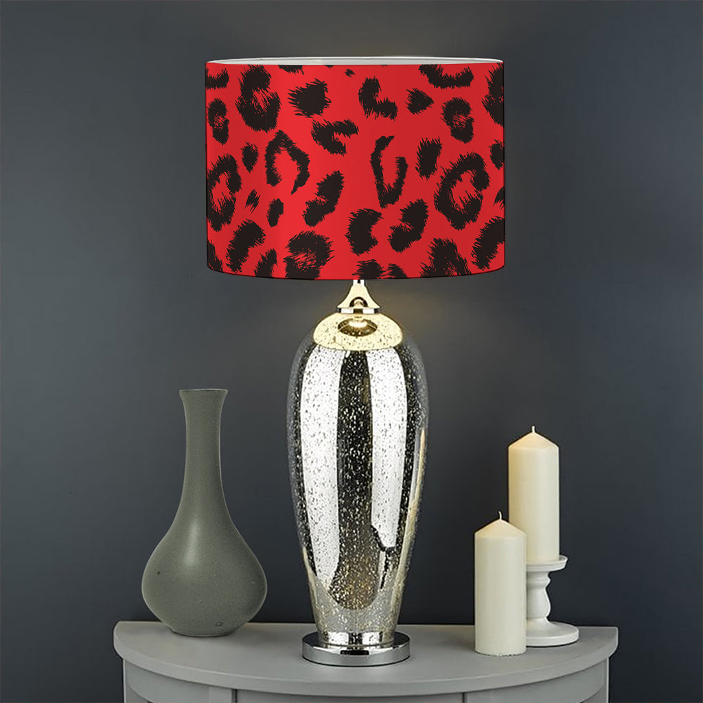 Red Leopard Print Drum Lamp Shade