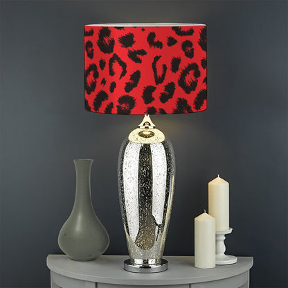 Red Leopard Print Drum Lamp Shade