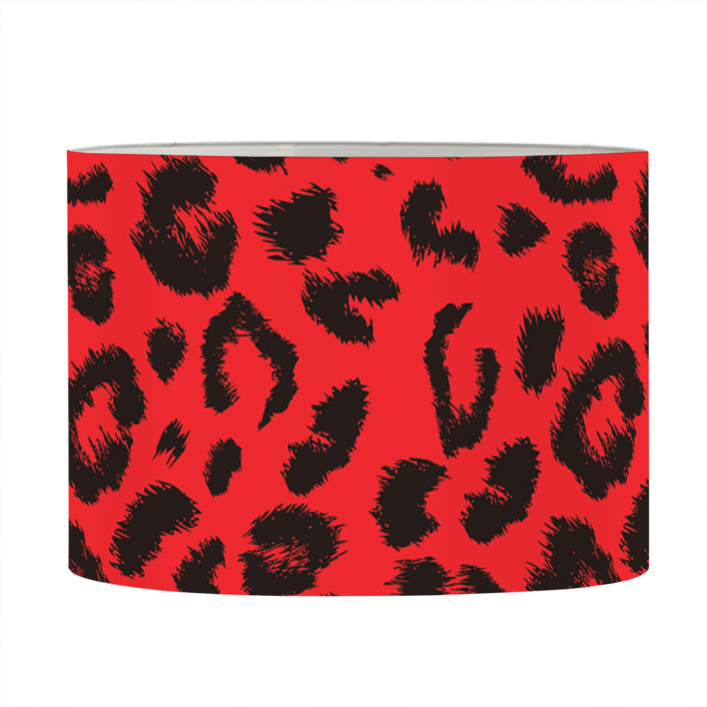 Red Leopard Print Drum Lamp Shade