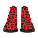 Red Leopard Print Flat Ankle Boots