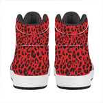 Red Leopard Print High Top Leather Sneakers