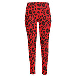 Red Leopard Print High-Waisted Pocket Leggings