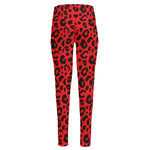 Red Leopard Print High-Waisted Pocket Leggings