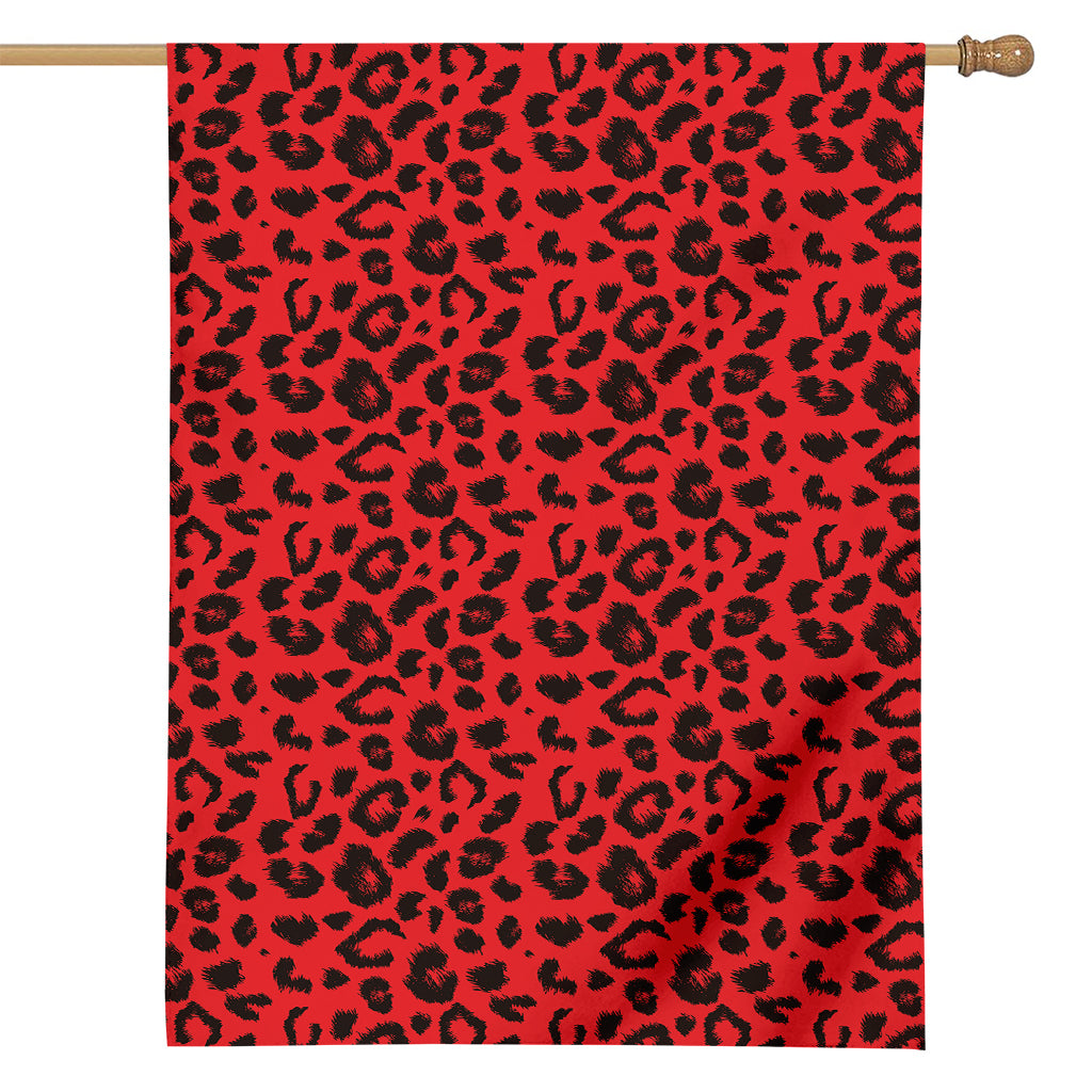 Red Leopard Print House Flag