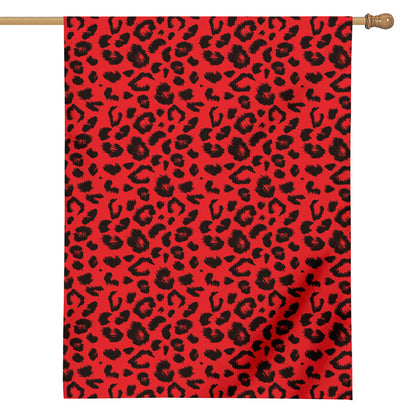 Red Leopard Print House Flag