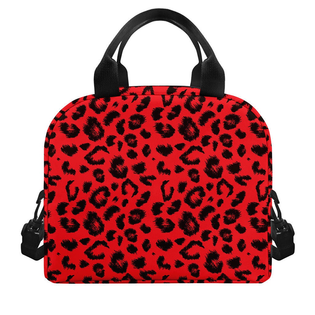 Red Leopard Print Insulated Lunch Bag