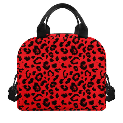 Red Leopard Print Insulated Lunch Bag