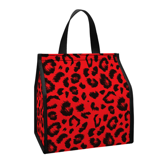 Red Leopard Print Insulated Lunch Tote