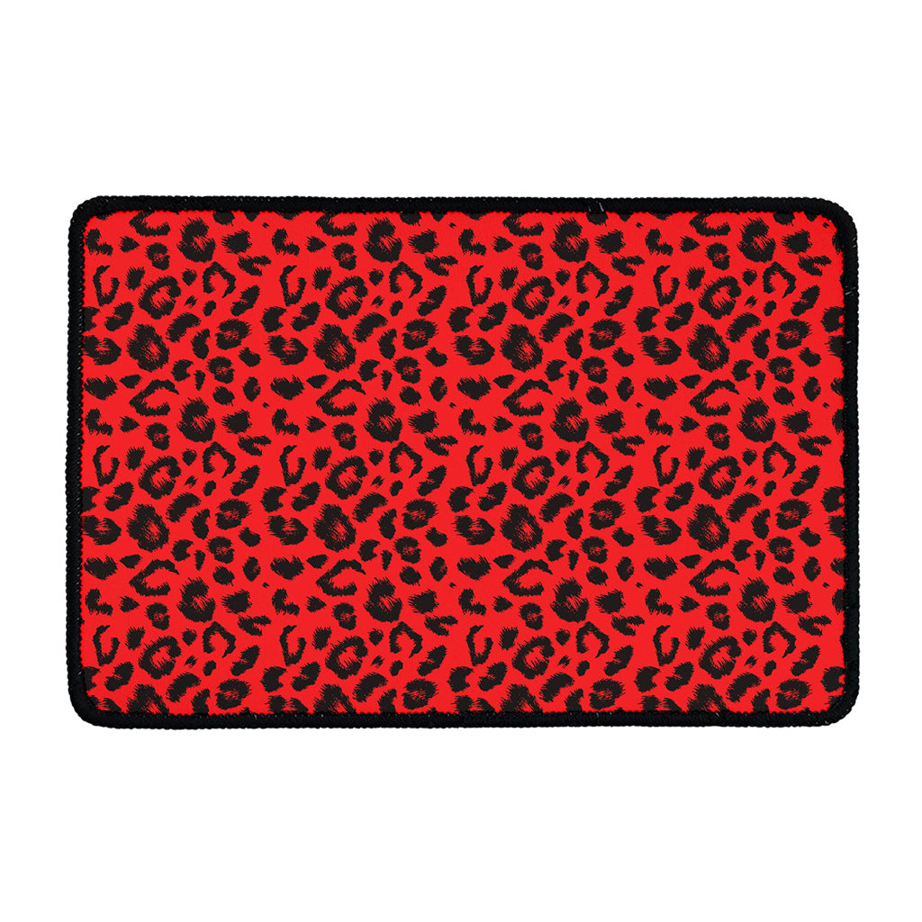 Red Leopard Print Kitchen Mat
