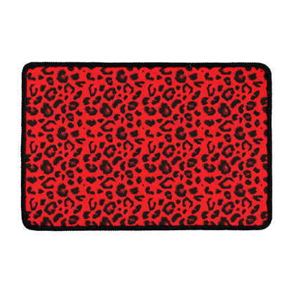 Red Leopard Print Kitchen Mat