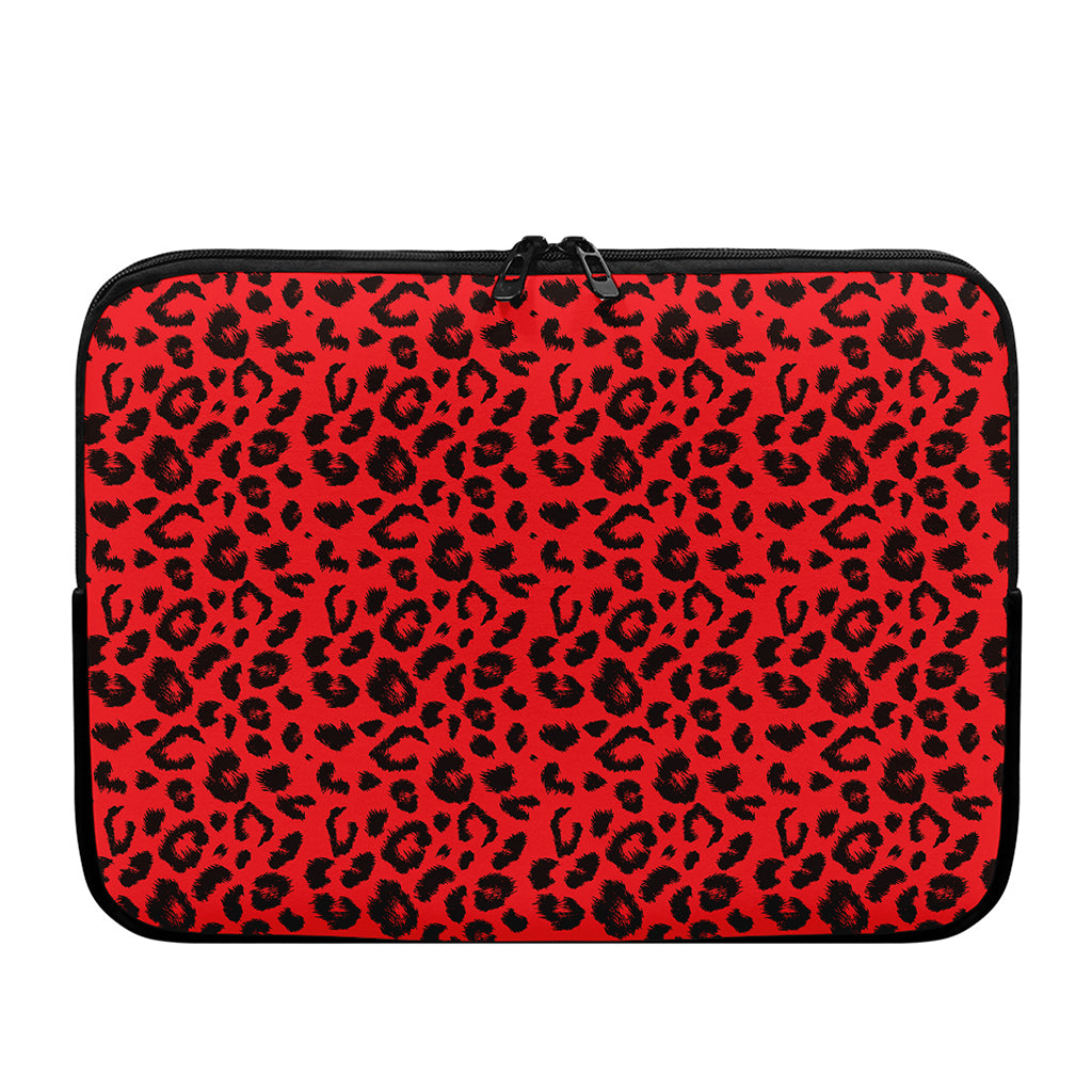 Red Leopard Print Laptop Sleeve
