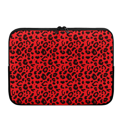 Red Leopard Print Laptop Sleeve