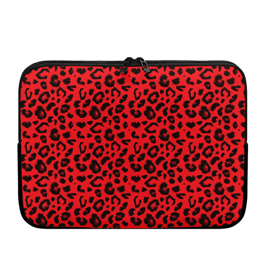 Red Leopard Print Laptop Sleeve