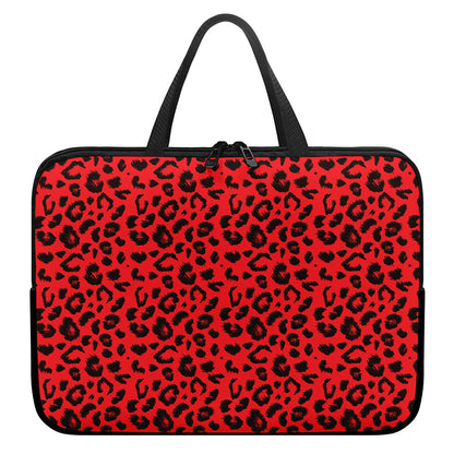 Red Leopard Print Laptop Sleeve With Handle