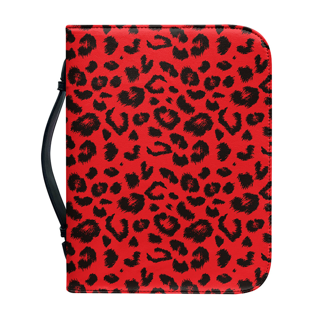 Red Leopard Print Leather Bible Cover
