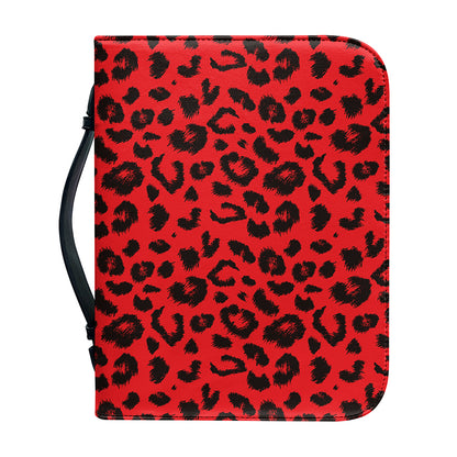 Red Leopard Print Leather Bible Cover