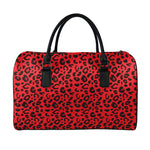 Red Leopard Print Leather Duffle Bag