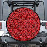 Red Leopard Print Leather Spare Tire Cover