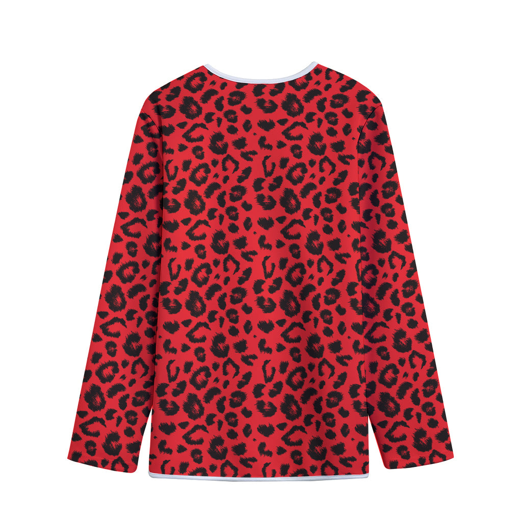 Red Leopard Print Long Sleeve Short Coat