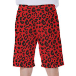 Red Leopard Print Men's Beach Shorts
