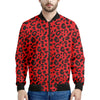 Red Leopard Print Men's Bomber Jacket