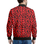 Red Leopard Print Men's Bomber Jacket