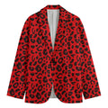 Red Leopard Print Men's Cotton Blazer