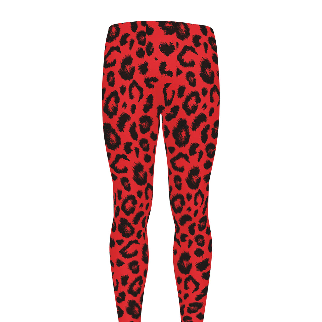 Red Leopard Print Men's leggings