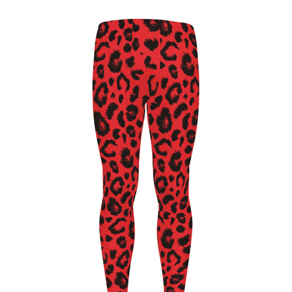 Red Leopard Print Men's leggings