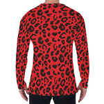 Red Leopard Print Men's Long Sleeve T-Shirt