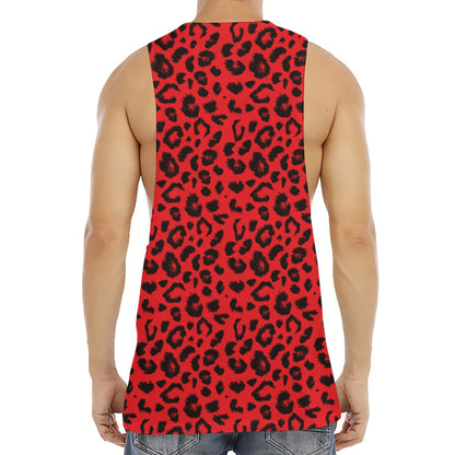 Red Leopard Print Men's Muscle Tank Top