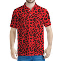 Red Leopard Print Men's Polo Shirt