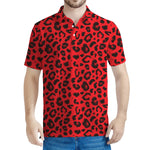 Red Leopard Print Men's Polo Shirt