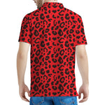 Red Leopard Print Men's Polo Shirt