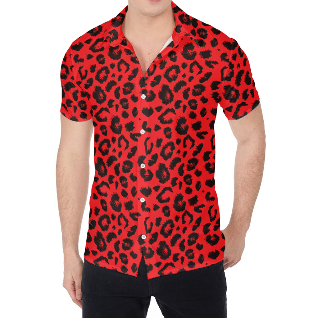 Red Leopard Print Men's Shirt