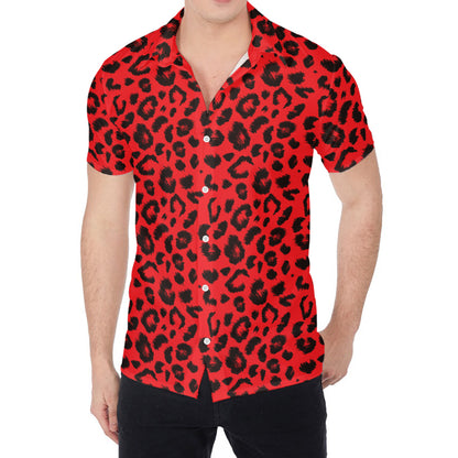 Red Leopard Print Men's Shirt