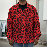 Red Leopard Print Men's Shirt Jacket