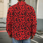 Red Leopard Print Men's Shirt Jacket