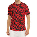 Red Leopard Print Men's Short Sleeve Rash Guard