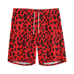 Red Leopard Print Men's Sports Shorts