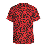Red Leopard Print Men's Sports T-Shirt