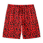 Red Leopard Print Men's Swim Trunks