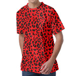 Red Leopard Print Men's Velvet T-Shirt
